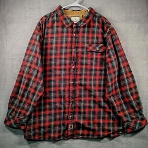 Legendary Whitetails Mens 4XL Red Plaid Buck Camp Flannel Lined Button Shirt